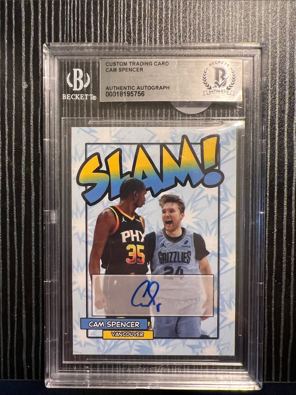 Beckett Slabbed 'SLAM!' Cam Spencer Autograph Card - Blue/Yellow